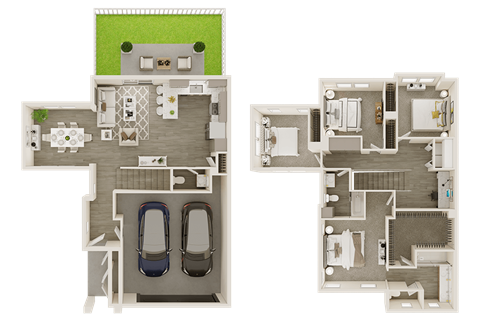 Floor plan for 4 beds, 2.5 baths, 1850 sqft